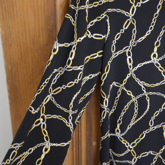 Anne Klein Black Top with Gold Chain Patterned Design Womens Size Small - Picture 4 of 11